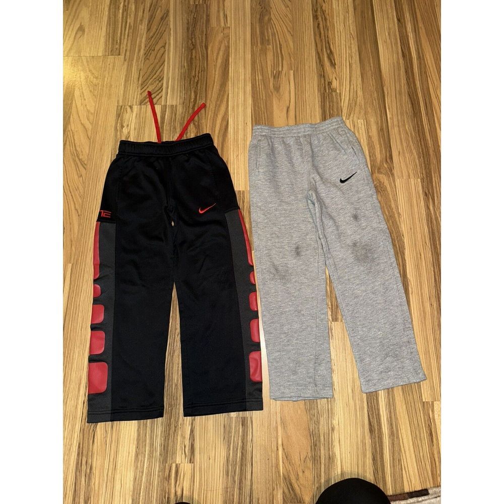Nike Boys Sweatpants Y2K Wide Leg Black Elite Dri-fit XS Worn Knee Cotton EUC